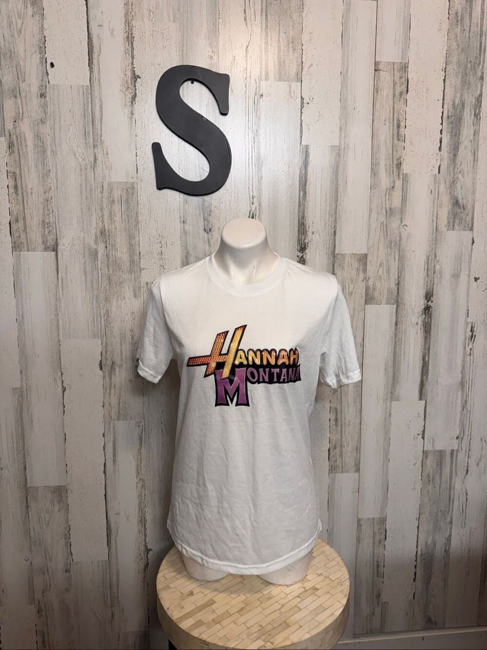 Disney Hannah Montana Graphic T-Shirt Womens Small White 2000s Y2K Pop Star